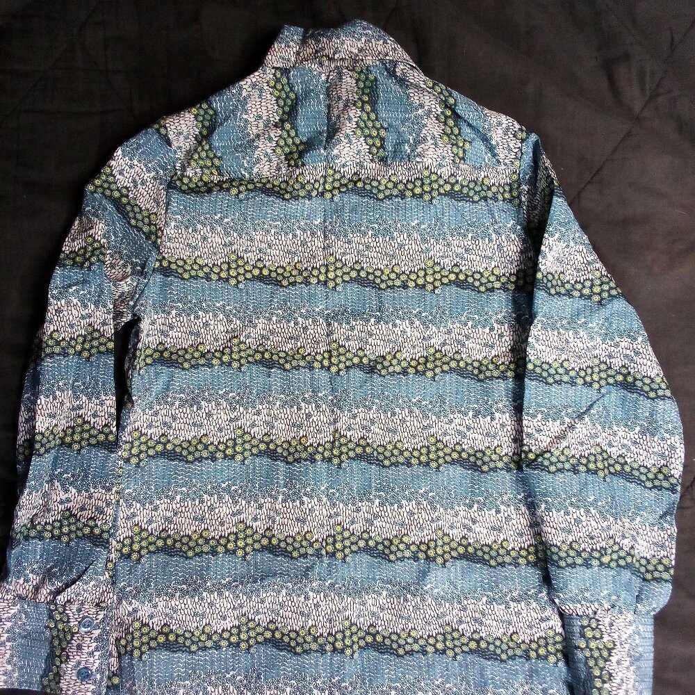 Vintage Jan Celeste Floral Psychedelic Polyester Button Shirt - Picture 5 of 6